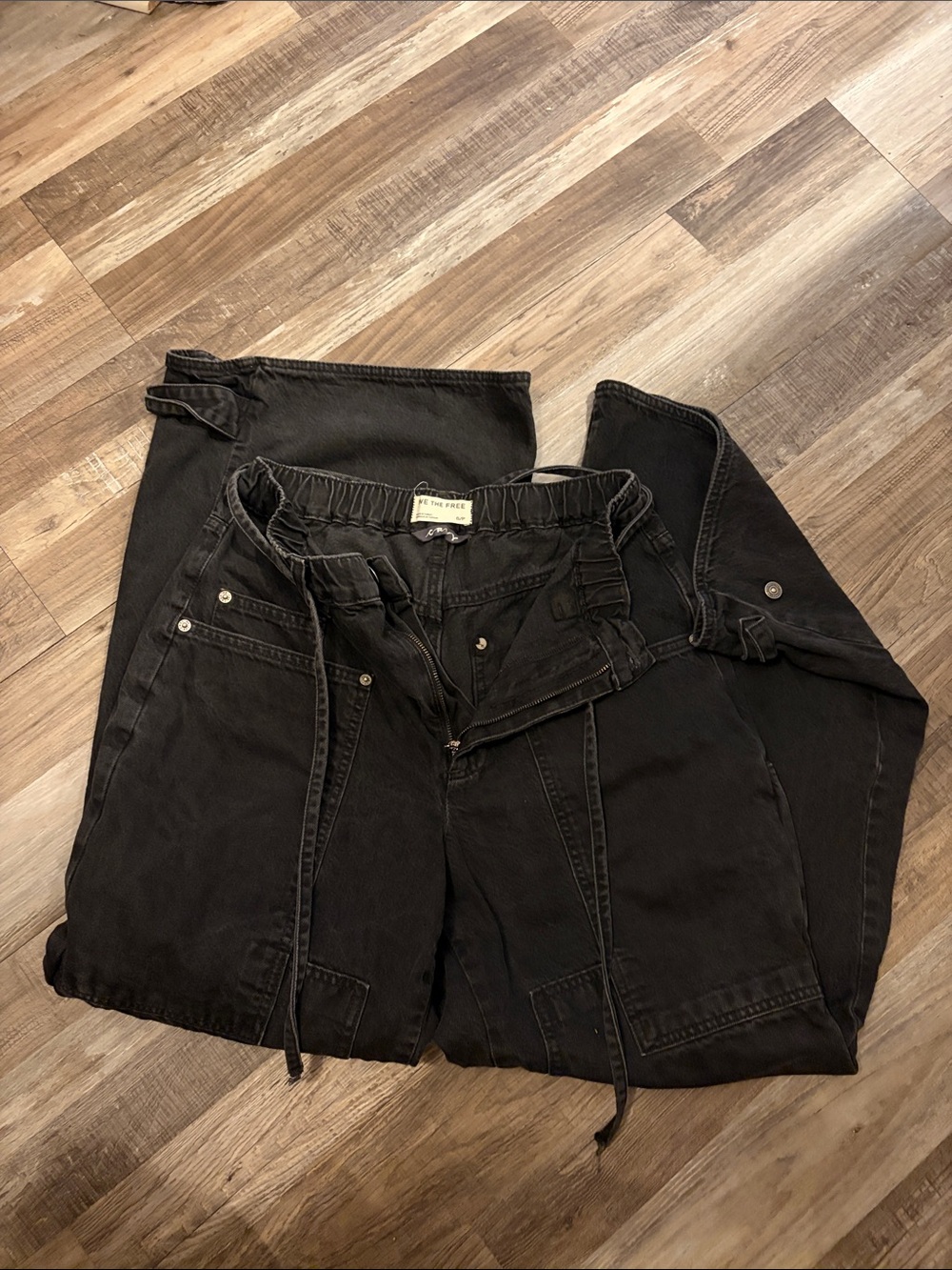 Free People Men's Black Cargo Drawstring Pants